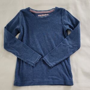 MINI BODEN Girl Size 7-8 Blue Long Sleeve Tee Cozy Kidcore Everyday Wear Playful